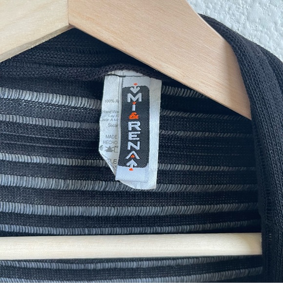 MI & RENA Vintage Black Semi Sheer Stripe Short Sleeve Drape Crop Cardigan Top - Picture 9 of 13
